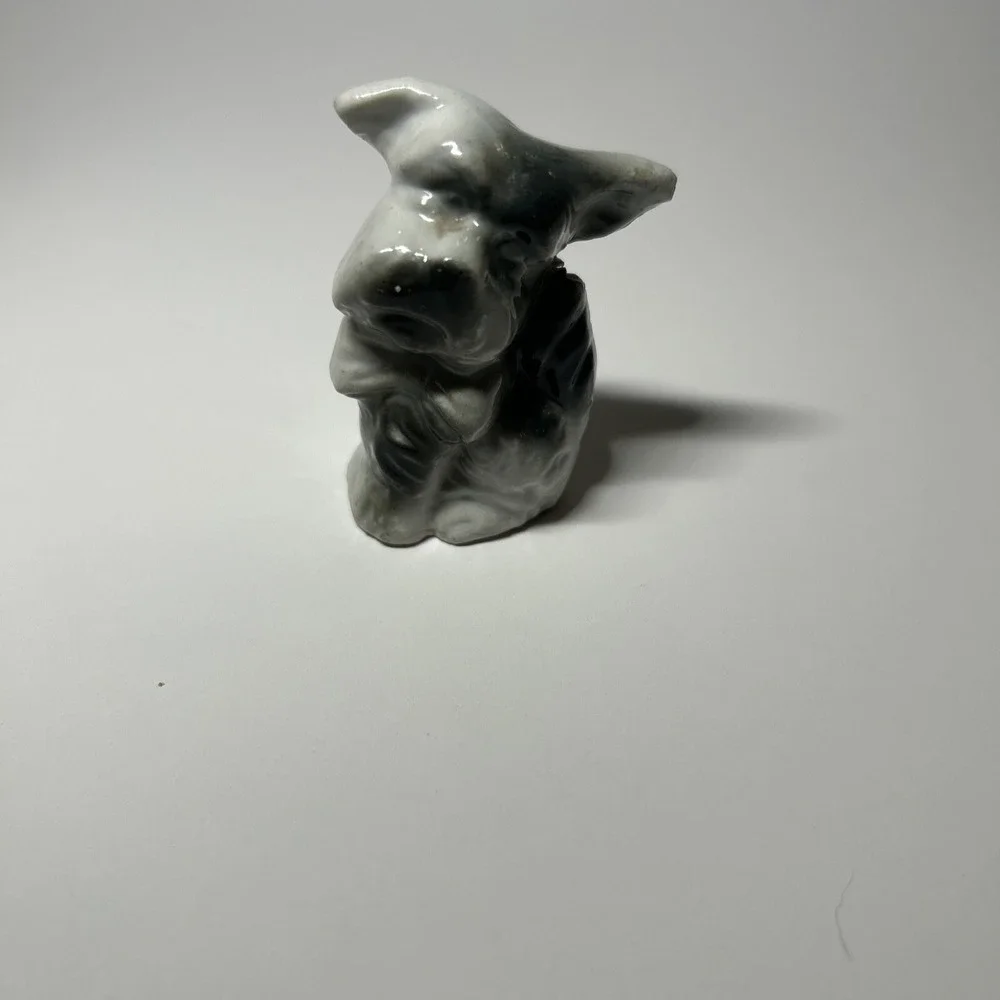 Little Black White Shnauzer Puppy Dog‎ Made Japan Porcelain Figurine